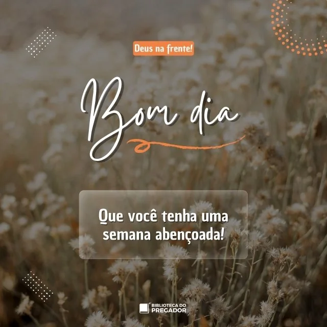 Mensagem de bom dia com flores e desejo de uma semana abençoada com Deus à frente